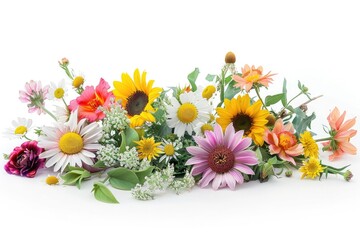 Wall Mural - kinds of colorful summer flower isolated on white background