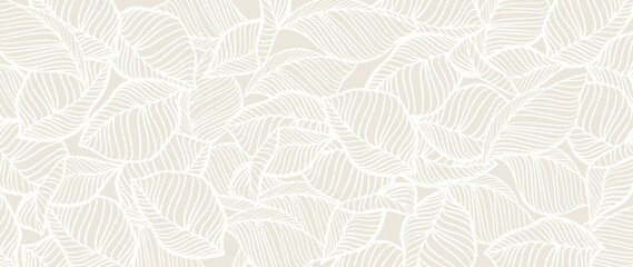 abstract leaves pattern vector art background. foliage wallpaper design withe earth tone color.