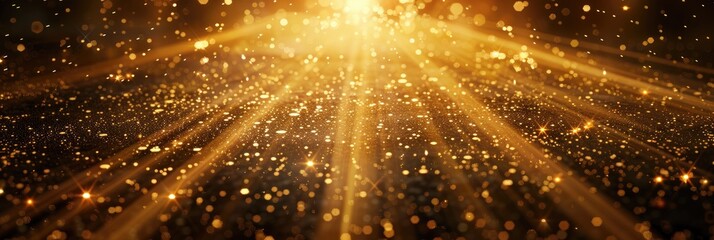 Canvas Print - golden rays background with gliters effects 