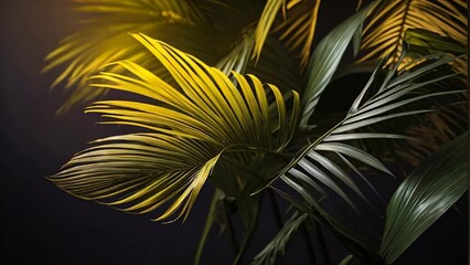 closeup of Rich green tropical leaves with sunlight.