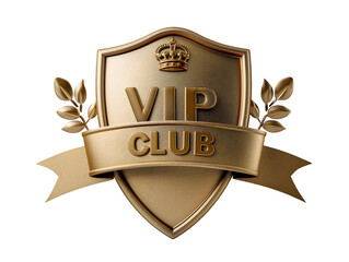 Wall Mural - golden vip text in golden shield and ribbon