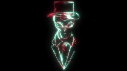 Sticker - neon animation of Alien head