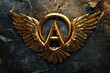 © Ева Поликарпова - Detailed view of a gold emblem with wings, suitable for various design projects