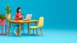 © PZPIXEL.AI - A woman is sitting at a desk with a laptop and a cell phone generated by AI