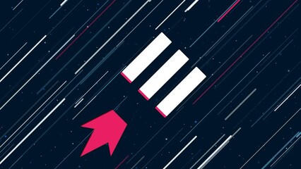 Wall Mural - Identity symbol flies through the universe on a jet propulsion. The symbol in the center is shaking due to high speed. Seamless looped 4k animation on dark blue background with stars