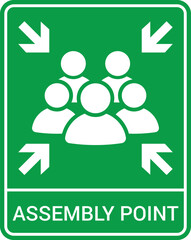 Wall Mural - Emergency evacuation assembly point sign. Assembly point icon. Safety Signs. Evacuation Plan. Vector illustration