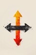 © Ева Поликарпова - A painting of two arrows pointing in opposite directions. Suitable for illustrating choice, decision making, or confusion