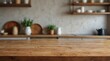 © Maryna Andriianova - Empty beautiful wood tabletop counter on interior in clean and bright kitchen background, Banner, for product montage