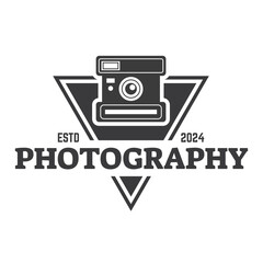 Sticker - Vintage Camera Photography Vector Label, Logo Template with Retro Typography.