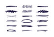 © DELYRICA - Hand drawn underline elements collection. Scribble grunge texture lines on white background set.