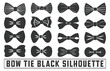 © Art Merch X - Bow Tie Icons Set, bow tie silhouette on white background isolated vector, Bow Tie Bundle Silhouette, Elegant bowtie silhouette collection.