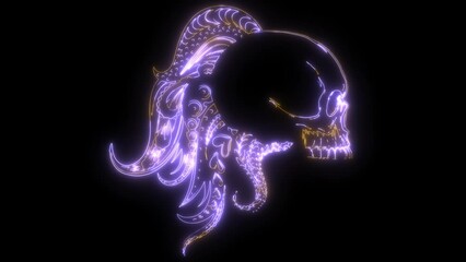 Poster - neon animation of human skull