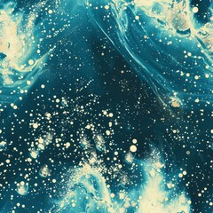 Wall Mural - Abstract Cosmic Blue and Gold Acrylic Paint Art Background