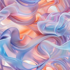 Wall Mural - Abstract Fluid Art with Pastel Pink and Blue Hues