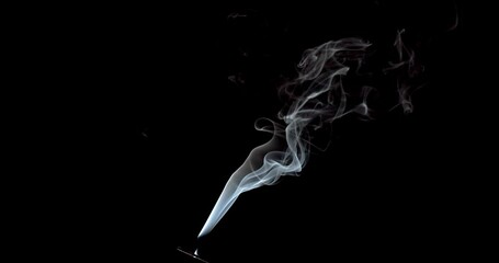 Wall Mural - Real smoke on a black background. Thin Flexible Trickle of Real Smoke. Colorful real smoke rises up. Ideal for background or over-layer with blending mode add, screen, lighten.