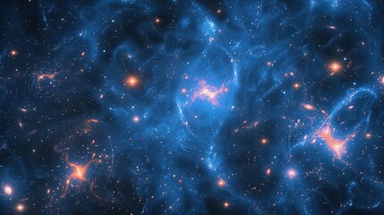 Wall Mural - stunning cosmic nebula with star clusters and interstellar dust