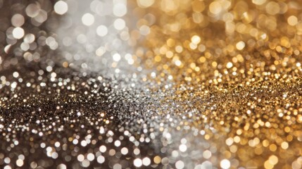 Shiny gold glitter bokeh background. Creative sparkling star dust texture for luxury rich greeting card. Jewel abstract Christmas  aesthetic.