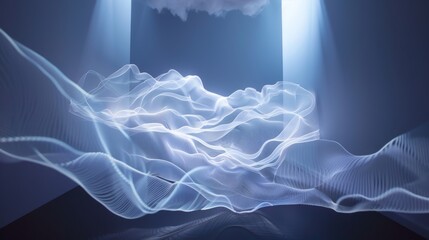 Wall Mural - Cloud Data Flowing Upward Technology Background