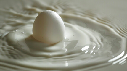 Wall Mural - An egg floating serenely in a pool of milk.