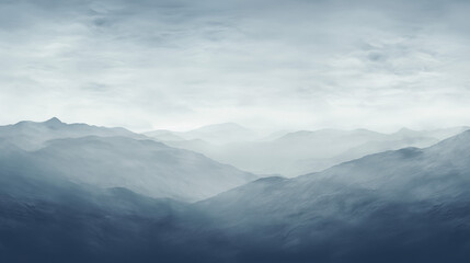 Poster - Ethereal Mountain Range Under Overcast Sky