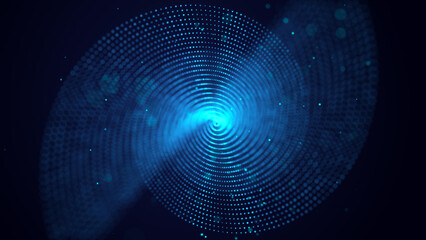 Wall Mural - a wave of blue particles. big data. abstract dynamic background. 3d rendering.
