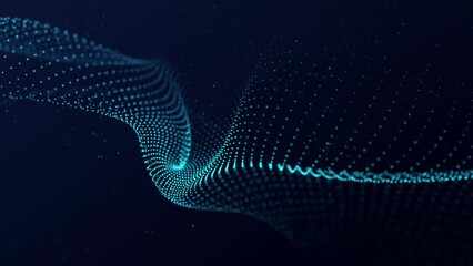Wall Mural - a wave of blue particles. big data. abstract dynamic background. 3d rendering.