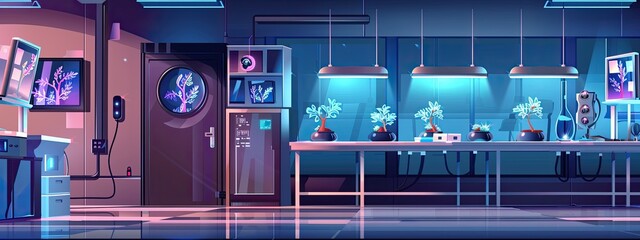 Laboratory on a spaceship for growing plants in space.