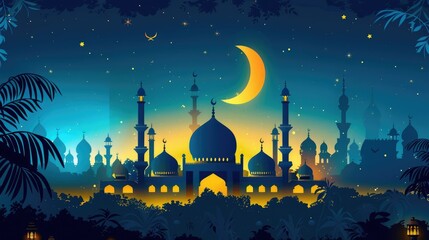 Wall Mural - Eid al adha islamic festival wishes background besign template AI generated