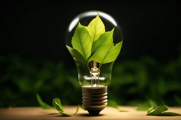 Sustainable environment light bulb with plants in place inside. Lightbulb with plant growing inside innovation and growth isolated. Green eco energy concept