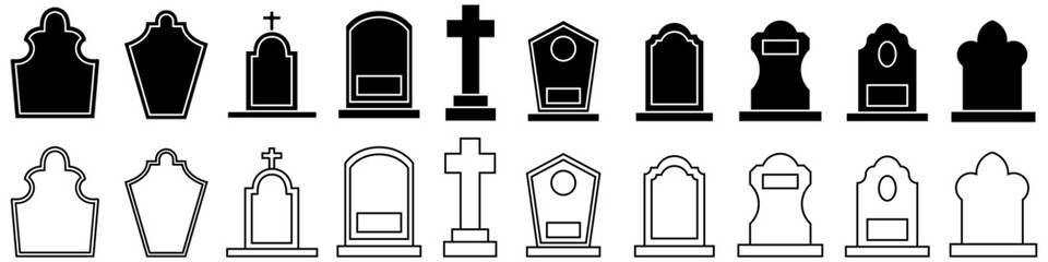 Wall Mural - Gravestone icon vector set. Grave illustration sign collection. Tombstone symbol. Rip logo.