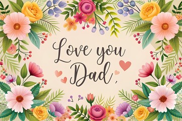 Wall Mural - Beautiful Father's Day Card with 