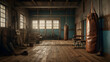 © Heruvim - A vintage-style gym with classic boxing equipment, hardwood floors, and aged brick walls, invoking a nostalgic atmosphere