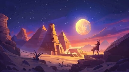 The Secrets of Egypt game banner features Anubis and a pyramid against a desert landscape. It is a modern cartoon background for the game interface, depicting ancient tombs and the Egyptian god.