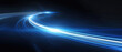© AstraNova - glowing shining simple smooth curve white blue light trail in arc shape motion speed on dark background
