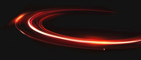 Wall Mural - glowing shining simple smooth curve white red light trail in arc shape motion speed on dark background