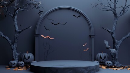 podium with halloween concept