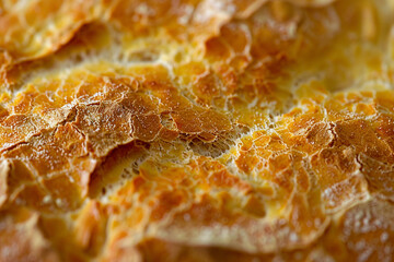 Macro detail of bread crust texture celebrating 