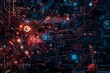 © ArtSpree - Generative AI illustration of vivid depiction of a high-tech AI interface with glowing neon circuitry and binary code streams. Beautiful simple AI generated image in 4K, unique.