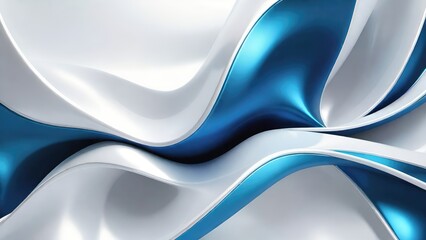 Wall Mural - White, grey and blue smooth 3d curvy, wavy lines background.