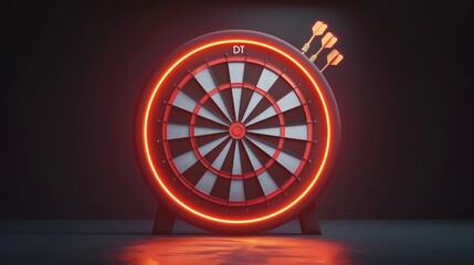 Wall Mural - An imaginary target board with darts in a bullseye. Concept of sports, business strategies, goals, and focus on purpose. Dartboard illustration with arrows in the center.