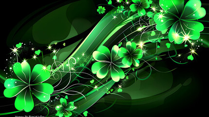 Wall Mural - Saint patric's day abstract background, green, black, 