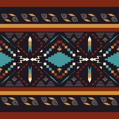 Wall Mural - Aztec abstract geometric seamless pattern. Ethnic hipster border backdrop. Tribal art print.