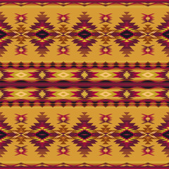 Wall Mural - Aztec, Navajo, Turkish seamless pattern. Native American Southwest print. Abstract Ethnic geometric blanket, rug.