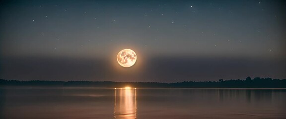 Wall Mural - A beautiful full moon glowing brightly in a clear night sky