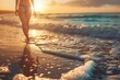 © ArtSpree - Beach Accessories On Blue Plank - Summer Holiday Banner. Beautiful simple AI generated image in 4K, unique.