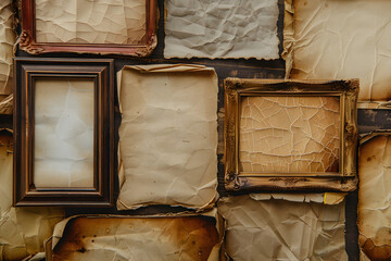 Wall Mural - old paper photo frames used vintage cardboard AI