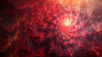 Wall Mural - A red swirl of space with a yellow center