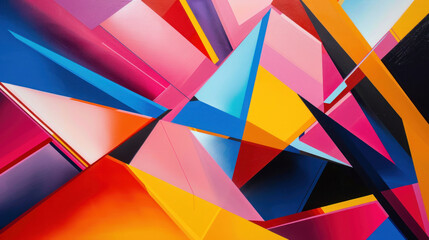 Wall Mural - Experience the vibrant energy of abstract geometry, as bold lines and sharp angles intersect to form a visually striking composition that commands attention