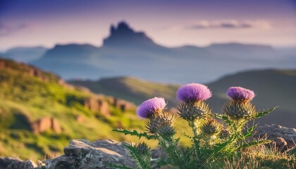 Canvas Print - milk thistle in selective focus