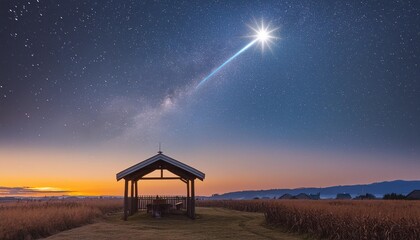 Sticker - empty manger with comet star